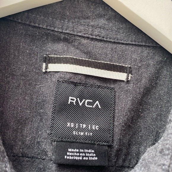 RVCA Buttons Up 100% Cotton Slim Fit Charcoal Black Gray Men's Shirt Size XS ! - Picture 3 of 11
